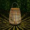 MALUX Rattan Latern Stil mit E27-Glühbirne, IP44 Wasserdicht, Laterne für Außen Garten,Hängend/Stehend Handgestrickte Latern für Terrasse Garten Innenhof Balkon