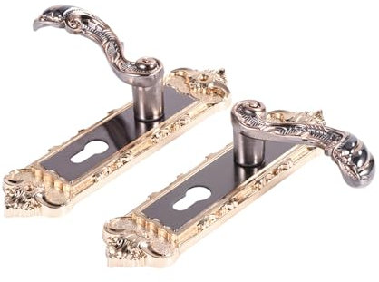 lvifloae Juego de cerradura de puerta vintage, estilo europeo, aleación de aluminio retro, cerradura de puerta antigua, cerradura de puerta interior antirrobo para oficina, baño,