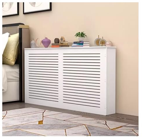 Qulamrdk Modern White Painted MDF Cabinet Radiator Heating Cover Wooden High Gloss Suitable for Living Room and Bedroom Installation Simple White(90x90x20cm)