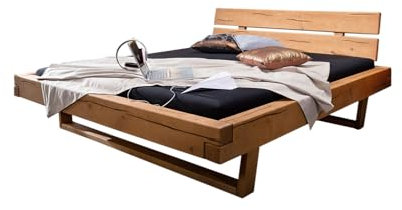 KAWOLA Holzbett MALA Doppelbett Kiefer Eichefarbig Massiv 160x200cm - Massivholzbett, Bett, Betten, Doppelbett