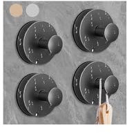 vidonio 4PCS 2024 New Suction Cup Hooks for Shower,Luxe Hold No-Drill Stainless Waterproof Suction Cup Hooks for Hanging up to 15lbs,Shower Hook for Bathroom,Mounting on Glass Doors-Black