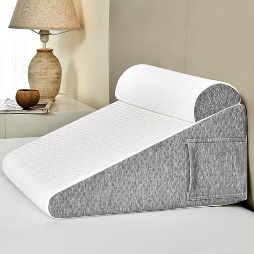 Dorifine Coussin en Mousse à mémoire de Forme pour lit et canapé, Coussin de Lecture, Coussin arrière avec tête Semi-Circulaire, Profond Gris.