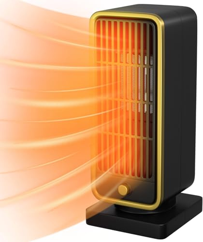 GARDTECH Heizlüfter 500W, Heizstrahler Mini, Elektrische Heizung, PTC-Keramik Compact Heizgerät für den Arbeitsplatz, Schreibtisch oder Camping Schwarz