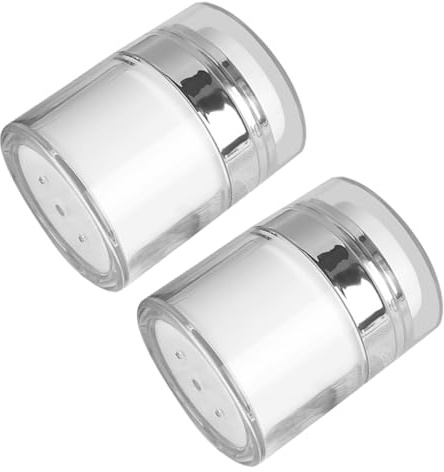 BESTYASH Flacons Cosmétiques Rechargeables Pots de Crème Étanches Lot de 2 de 30g en Plastique Blanc pour Voyage et Déplacement Professionnel