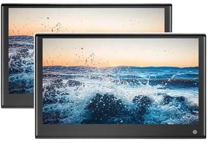 13.3 Inch Car TV Headrest Monitor 4+64G Touch Tablet Multimedia Movie Player Support Headset/HDMI In+Out/Mirroring(464 Black 13 inch 2)