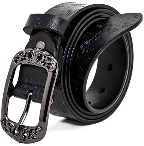 AmyKer Gürtel Damen Vintage ledergürtel Rot Gelb Braun Schwarz Jeansgürtel Geschenkbox Breite 3,3 cm Ak011,Schwarz,105 cm