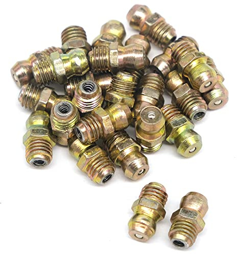 AutoE 25 Pcs/Set 1/4-28 SAE-LT Copper Taper Thread Grease Zerk Nipple Fitting (Straight)