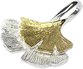 bicolor Ginko Anhänger in 925 Silber vergoldet