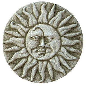 Darthome Stone Outdoor Garden Statue Ornament Sculpture Sun & Moon Wall Hanging Plaque