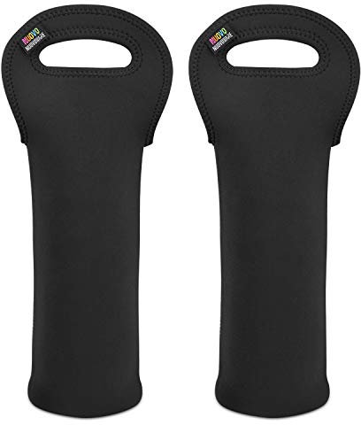 Nuovoware Wine Bag, 2Pack 750ML Portable Neoprene Tote Holders and Carriers Insulated Bag for Wine and Water Bottles, Bottle Protector for Home Travel Picnic, Black