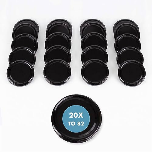 Flaschenbauer Originale Twist-Off Deckel 82mm - Für Einmach- und Schraubgläser, Ersatzdeckel - Marmeladengläser, Hitzebeständig & Luftdicht, Sets 20/50/100, Diverse Farben - 20 Stück/Schwarz