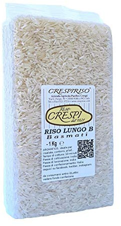 Crespiriso - Riso Aromatico Basmati 1kg Sottovuoto - Riso Lungo, Profumato e Naturale, Ideale per Cucina Etnica, Gourmet, Piatti Leggeri e Ricette Tradizionali