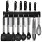 Barra con Colgador de Utensilios Cocina con 8 Ganchos Extraíbles Utensilios de Cocina del Soporte de la Pared con Empulgueras y Pegamento, Aluminio, 50cm/19.7in