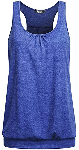 UNibelle Damen Yoga Tank Top Atmungsaktive Shirt Top Sport Tanktop Ärmellos Fitness Oberteil Racerback, Blau, M