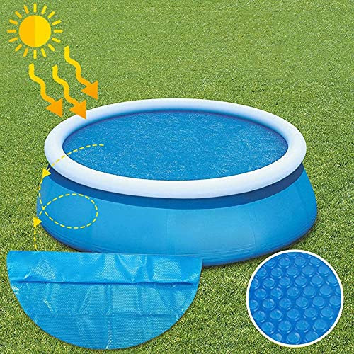qmj Runde Poolabdeckung Solarfolie Pool Luftpolsterfolie Für Schwimmbad Hält Insekten Von Schmutz Ab,Blue-Round 360cm / 12ft