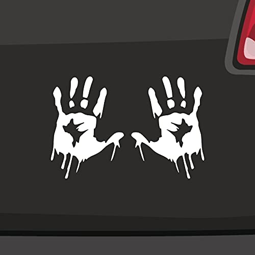 Autoaufkleber 2x blutige Hände -6 Größen- Halloween Blut Spaß Größe=Gesamtgröße in 6 Größen und 21 Farben