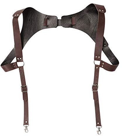 iiniim Männer Brust Harness Gothic Hosenträger mit Schnallen Kunstleder Brustgeschirr Wetlook Körper Gürtel für Clubwear Nachtclub Kostüm Zubehör Braun A One Size