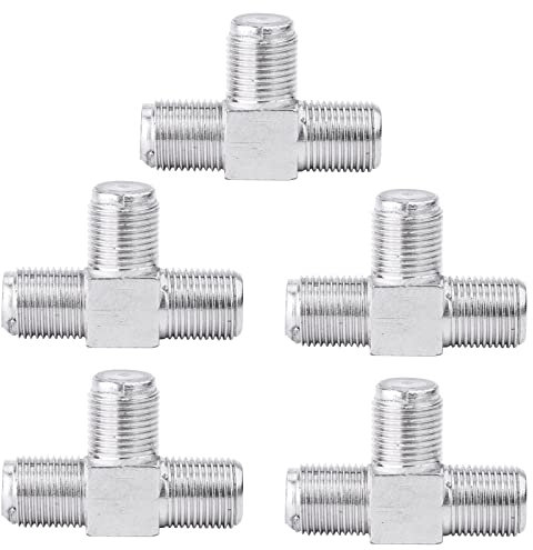 SHEEPPING 5 conectores F para satélite, adaptador de TV, 3 conectores F hembra, conector coaxial, distribuidor divisor, adaptador F para cable de antena, cable coaxial