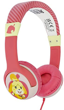 OTL Technologies Auriculares para niños - Animal Crossing Isabelle Auriculares con Cable Rosa