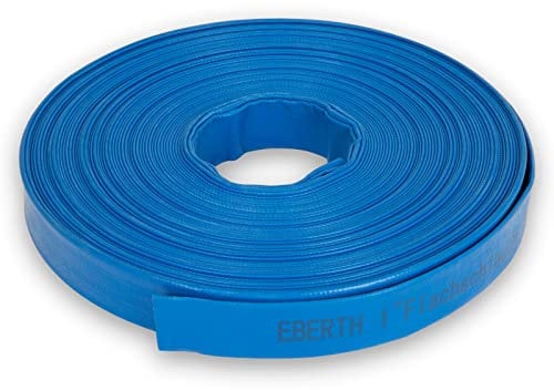 EBERTH Manguera plana de jardín de 1 pulgada para bombas de 40 m de longitud, 1 pulgada, 25 mm de diámetro, flexible, resistente PVC, manguera industrial, manguera de agua para riego, en azul