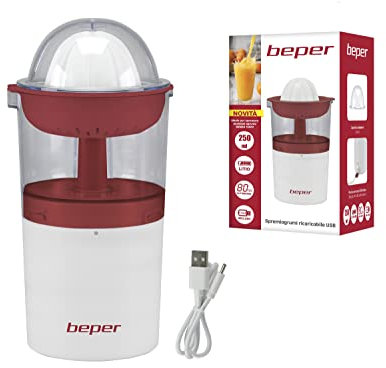 BEPER P102EST100 Presse Agrume Electrique - Presse Agrumes Rechargeable USB