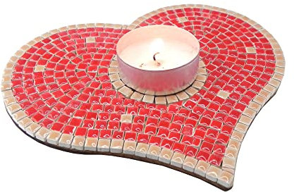 ALEA Mosaic Mosaik Bausatz Kerzenständer Rosa Pfirsich