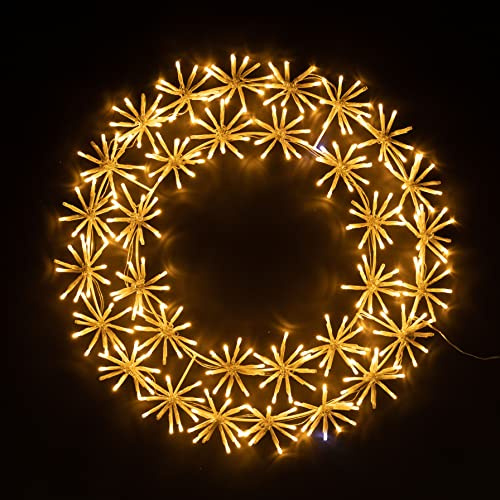 SHATCHI 60Cm Starburst Wreath Shape Silhouette with 320 Warm White LEDs Twinkling Micro LED Lights Christmas Display Indoor and Outdoor Window Wall Decorations
