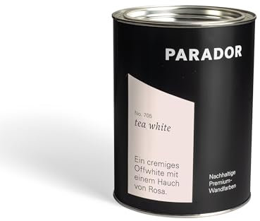 Parador Wandfarbe Tea White creme hellrosa pastell 2,5 L - nachhaltige Premium Innenfarbe matt - hohe Deckkraft tropffest spritzfest ergiebig schnelltrocknend geruchsneutral vegan