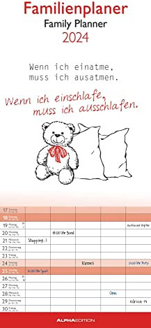 Typo Art 2024 Familienplaner - Familienkalender - Wandkalender - 19,5x45
