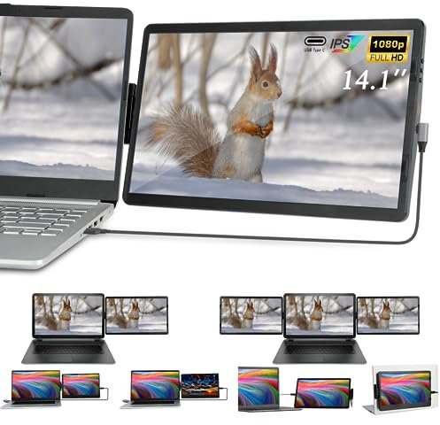 Extensor de Pantalla Portátil Full HD IPS de 14.1 Pulgadas - Monitor Dual Compatible Con Mac, PC, Chrome y Windows - Mini Monitor Para Laptop