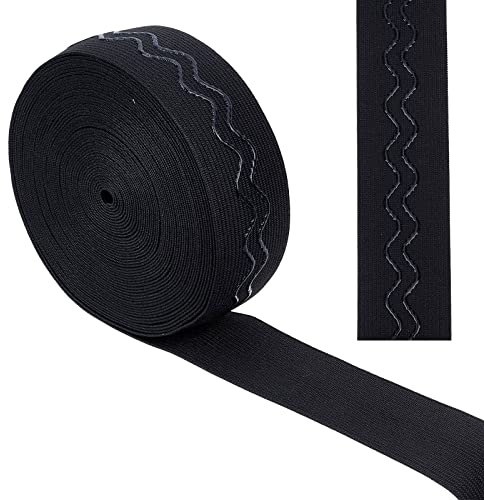 GORGECRAFT 10 Yards 38mm de Large Antidérapant Ruban Élastique Vague Silicone Élastique Gripper Bande Stretch Caoutchoucs Ceinture Élastique pour DIY Vêtement Couture Artisanat Shorts de Sport, Noir