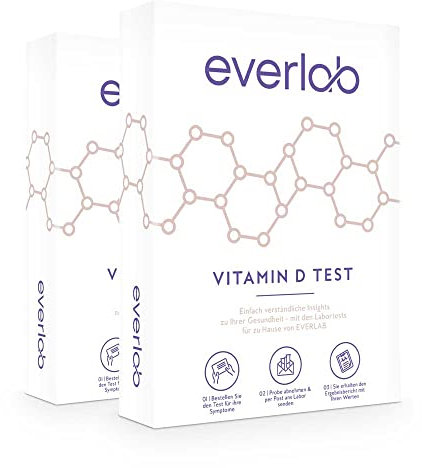 EVERLAB Vitamin D Test Doppelpackung – Vitamin-D-Spiegel schnell & einfach prüfen | Kapillarbluttest | Selbsttest für Zuhause