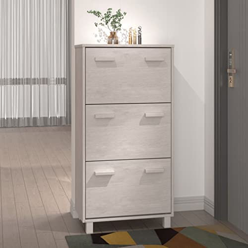 FIRBNUS Schuhschrank HAMAR Weiß 59,5x35x117 cm Massivholz Kiefer Schuhschrank Schmal Schuhschrank Holz Schuhorganizer Schuhaufbewahrung Holzschrank mit Tür Staubvermeidung für Eingang Flur