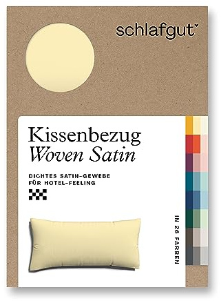 schlafgut Woven Satin Kissenbezug 40 x 80 cm Yellow Mid Uni in Premium Hotelqualität, Kopfkissenbezug einzeln mit 100% weicher Baumwolle
