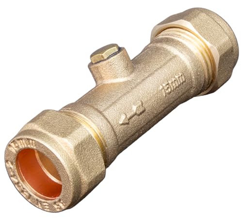 Kudos-Trading -15mm DZR Double Check Valve WRAS Approved Compression Fitting Non Return Valve One Way Issolation Valves Prevents Backflow and Contamination.