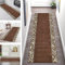 Läufer Teppich Flur Küche Waschbar rutschfest Küchenläufer Meterware 60X200CM Braun Apricot Abstrakt Lang Teppichläufer Teppichmatte Dauerhaft für Korridor Wohnzimmer Schlafzimmer Anpassbar Läufer