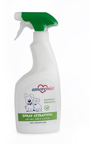 AMORE MIO | Spray Attrattivo per Cani, Gatti e Cuccioli, Prodotto Educativo per Addestramento Lettiera, Traversina, Abituante, Spray Correttore per Animali Domestici - 500 ml