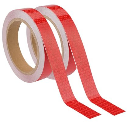 EXIN DEHCEN 2 Rolle Reflektorband Selbstklebend Rot, 10m x 2cm Reflektierendes Klebeband Wasserdicht, Reflektorstreifen Selbstklebend, Reflektierende Klebeband für Fahrräder, Autos, Motorrad, Helme