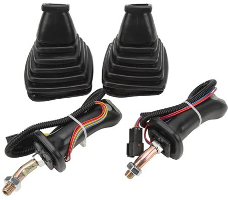 CFTGIW 2 manijas de Joystick para Excavadora de 3 Botones y 6 Pines con Cubierta Antipolvo de Repuesto para Doosan DH DX150 215 225 300 370‑9C, Color Negro