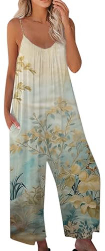 Vasreyy Arbeitsoverall Damen Hosenanzug ski Overall Winter Women Jumpsuits Baggy Jumpsuit Sommer Yoga Elegante Festlich(XL, Beige)