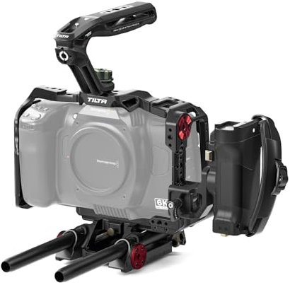 TILTAING TILTA Camera Cage Compatible with BMCC 6K with Xeno Top Handle, SSD Drive Holder, 15mm LWS Baseplate Type VI and Left Side Advanced Power Handle Advanced Kit TA-T64-A-B