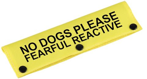 Funny Dog Leash Sleeve No Dogs Please Fearful Reactive Dog Leash Wrap Sleeve Alert Tag Pet Birthday Gift (Fearful Reactive-YE Sleeve)