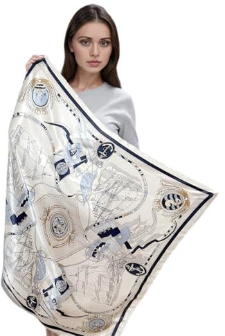 LA FERANI Designer Damen Seidentuch Rosa klassisch Halstuch Seide Chiffon Schal formelle Anlässe Tuch Umschlagtuch leicht 90x90cm Bandana Seidenschal Geschenk Stola Tochter Mutter (Model 19)