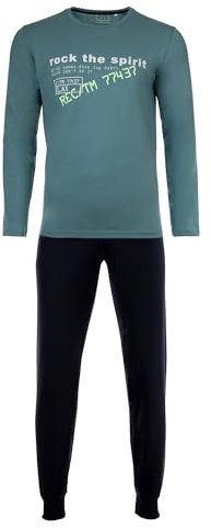 Sanetta Jungen Schlafanzug Set 2-TLG. - lang, Bündchen, Pyjama, Kinder, Teens, Baumwolle Blau/Grün 140