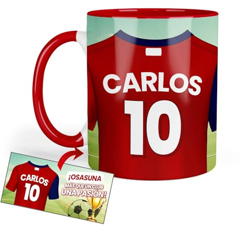 Kembilove Taza Personalizada Fútbol | Tazas de Desayuno Fútbol | Regalo Original Osasuna | Fútbol para Niños | Día del Padre | Tazas personalizadas