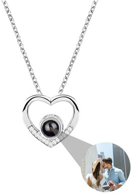 Personalised Necklace With Picture Inside Custom Necklace With Photo 925 Sterling Silver Photo Necklace Projection For Women Jewelry Charm Gifts (Silver/Rose/Gold)
