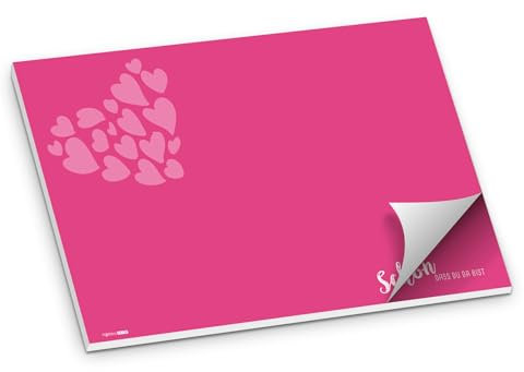 itenga Tischset Platzset Schön DASS du da bist Papier I DIN A3 (59,4cm x 42cm) 50 Blatt I ideal als Gedeckunterlage bei Geburtstagen, Grillpartys, Gartenpartys oder Mottopartys (pink)