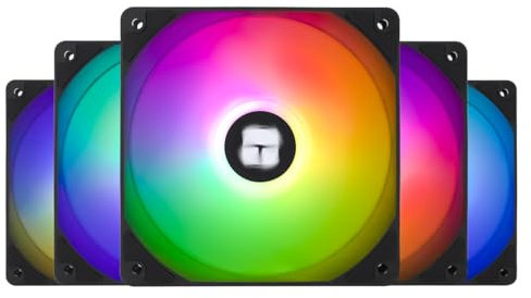 Thermalright TL-C12C-S X5 CPU Fan 120mm ARGB Case Cooler Fan, 4pin PWM Silent Computer with S-FDB Bearing Included, up to 1550RPM Cooling Fan（5 Quantities）