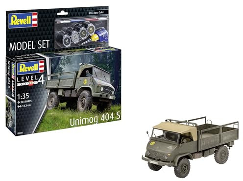 Revell Modellbausatz Unimog 404 S | Vielseitiges Allradfahrzeug der 1950er Jahre | Detailliertes Fahrwerk & Fahrerhaus | Inkl. Kleber und Pinsel