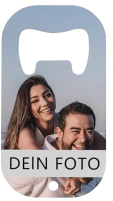 MilyaDE Foto Flaschenöffner Personalisierter Schlüsselanhänger mit 2 Wunschfotos rostfreier Edelstahl Kapselheber Bieröffner Geschenkidee